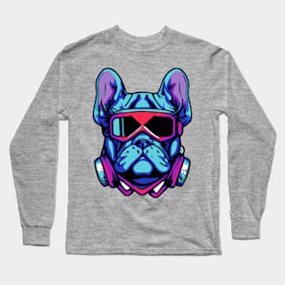 Synthwave French Bulldog Dog Lover Frenchie Long Sleeve T-Shirt